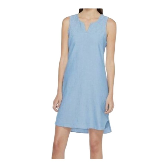Hatley Embroidered Notch Neck Dress-Paisley On Chambray - Picture 1 of 16